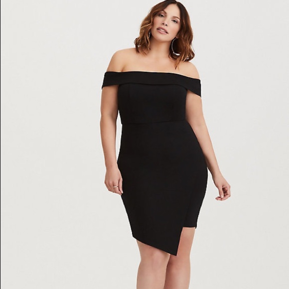 Torrid | Black Off-Shoulder Ponte Body Con Dress